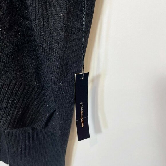 BCBGMAXAZRIA Womens Sleeveless Oversized Sweater Black XS Relaxed Mock Neck NWT - Picture 2 of 8